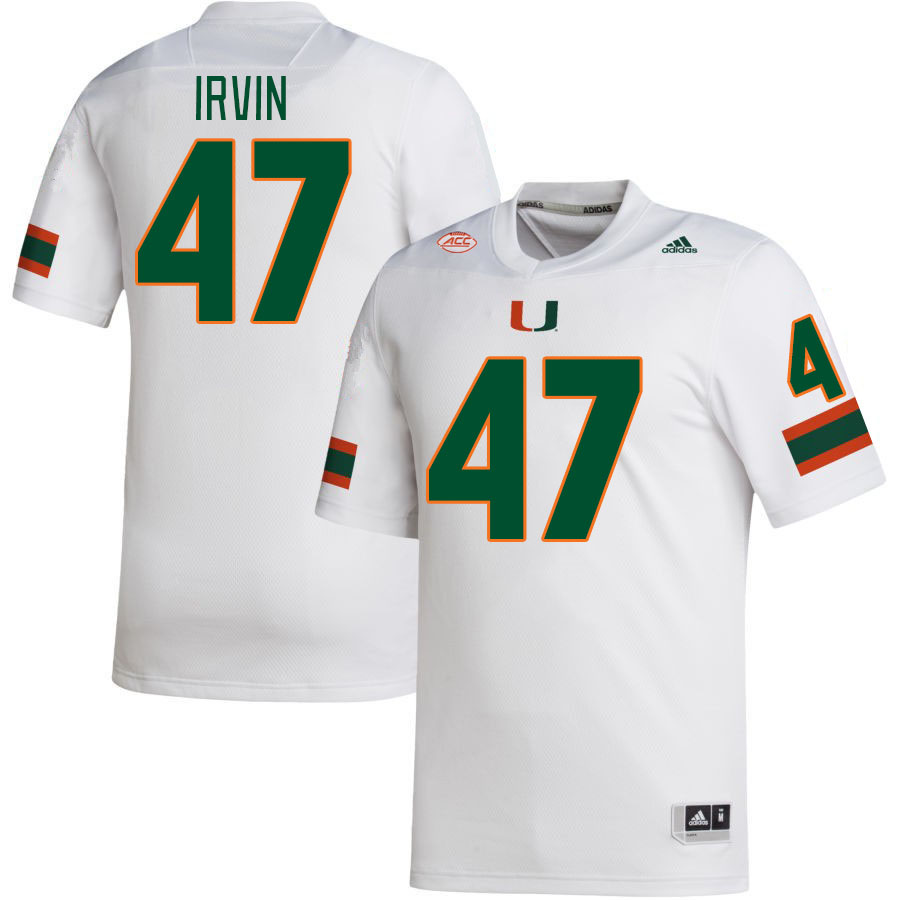 #47 Michael Irvin Miami Hurricanes Jerseys Football Stitched-White